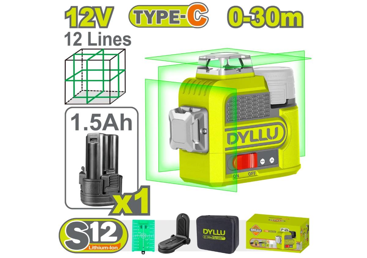 Беспроводной 3D лазерный уровень 16 В DYLLU DTLE8M12