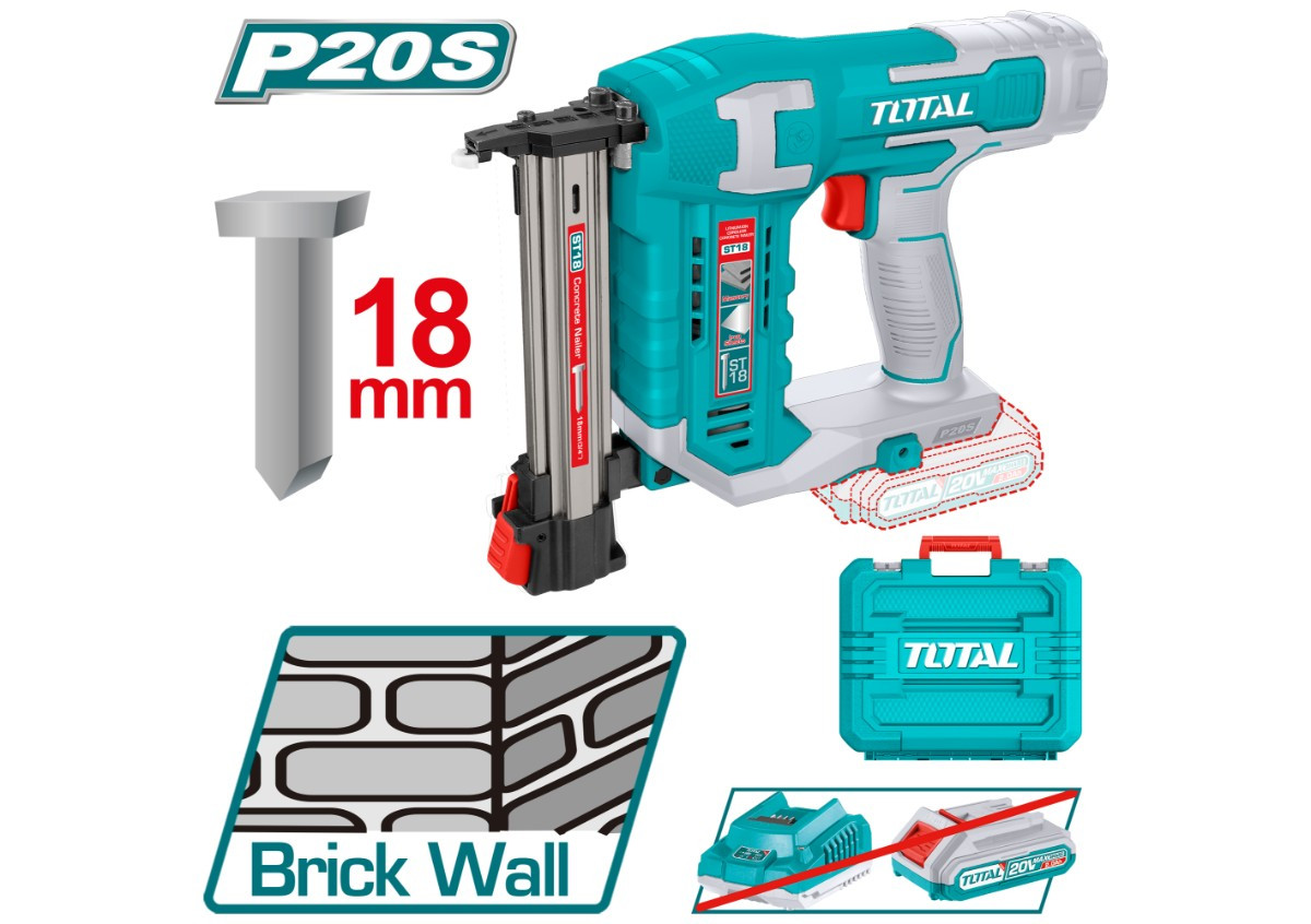 Аккумуляторный гвоздезабиватель по дереву 20В 18мм TOTAL TCSTLI3805