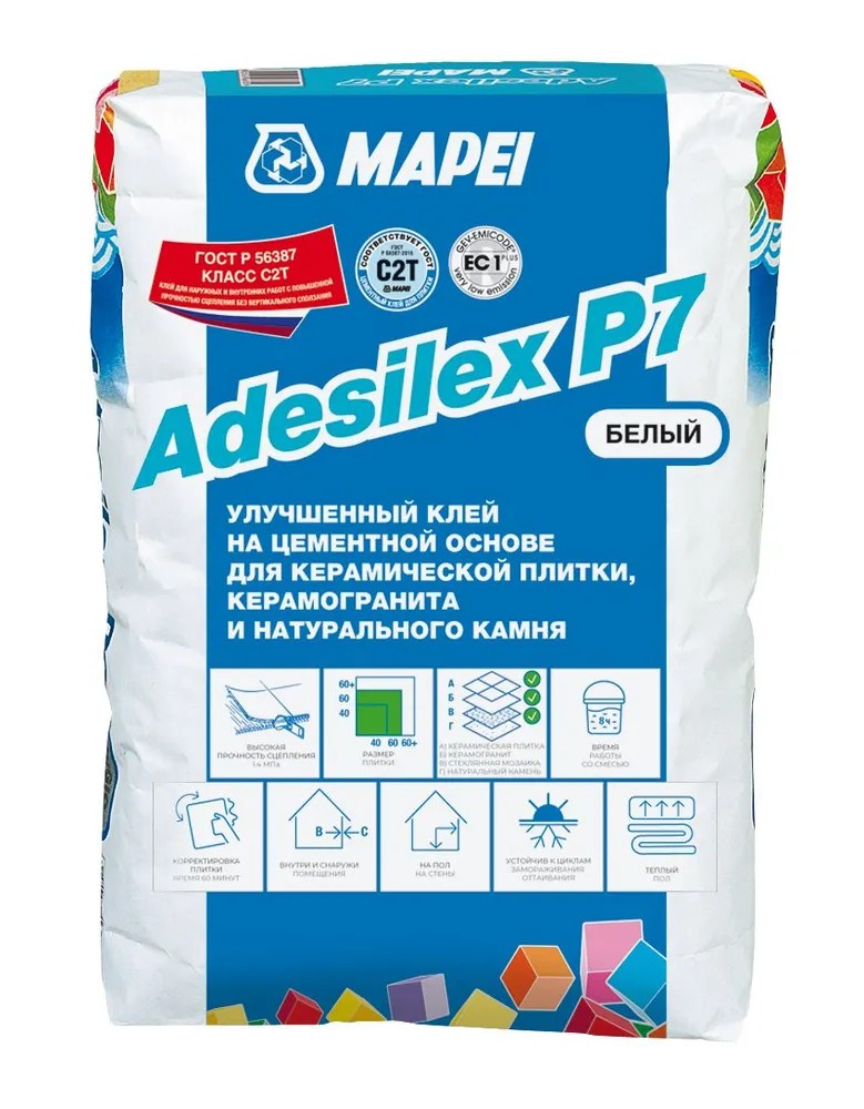 Սալիկի սոսինձ Adesilex P7, սպիտակ, 25 կգ, С2ТЕ MAPEI