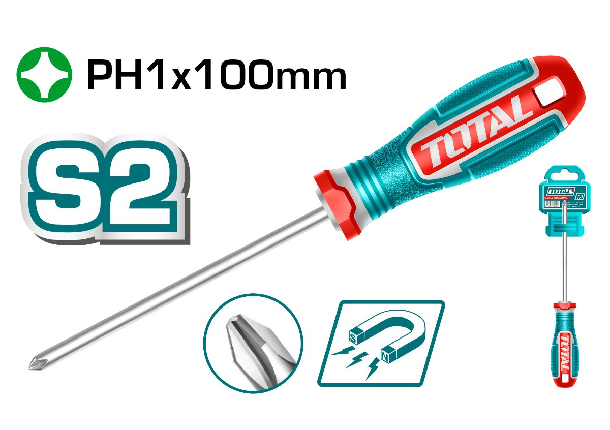 Крестовая отвертка PH1x100мм TOTAL TSDPH1100