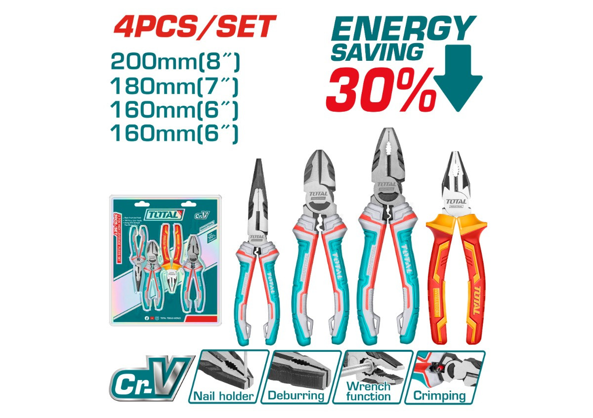 Набор плоскогубцев 4 шт.  TOTAL THT2K0456
