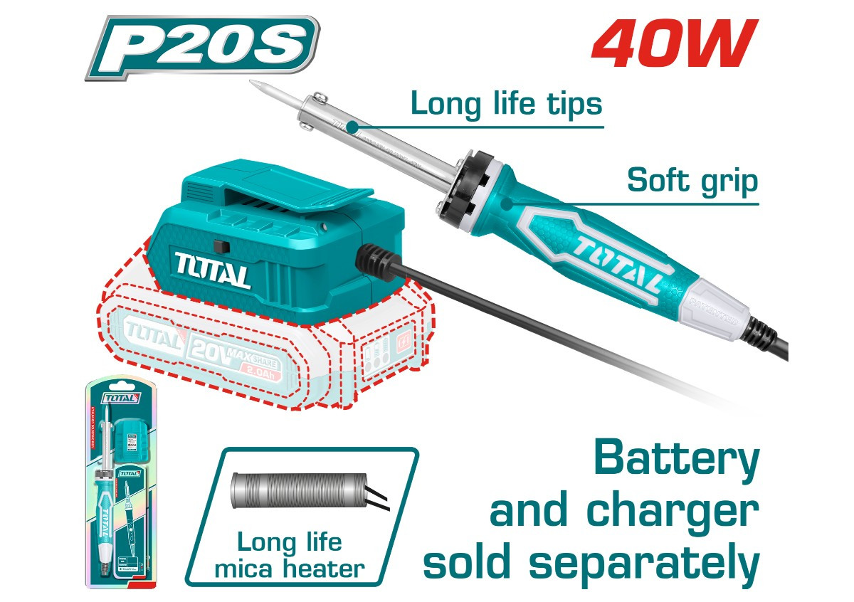 Զոդող սարք մարտկոցային 20Վ 40Վտ TOTAL TSILI2001