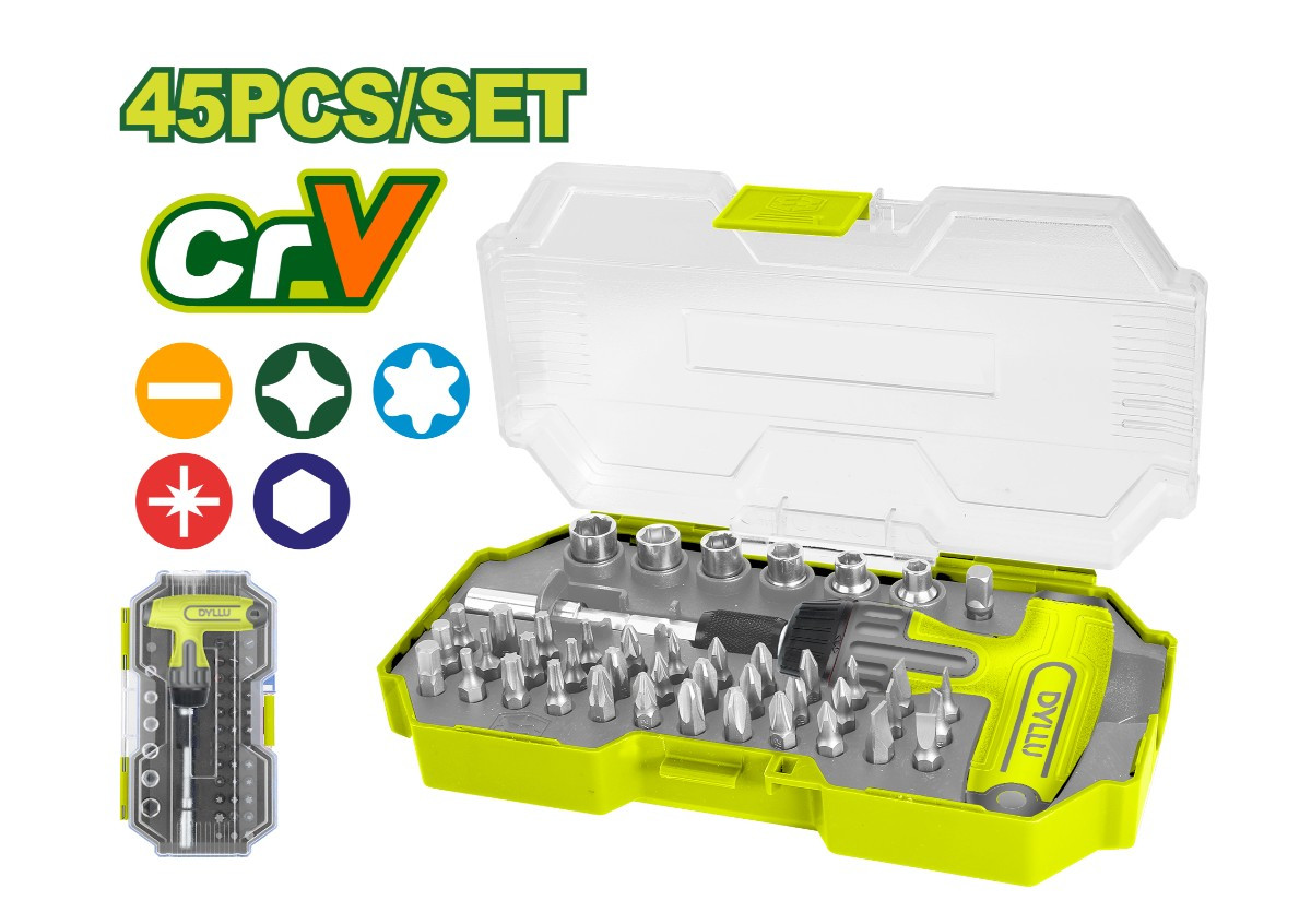 Набор бит-отверток с Т-образной рукояткой (45 шт.) DTSS8B45 25-28  мм DYLLU