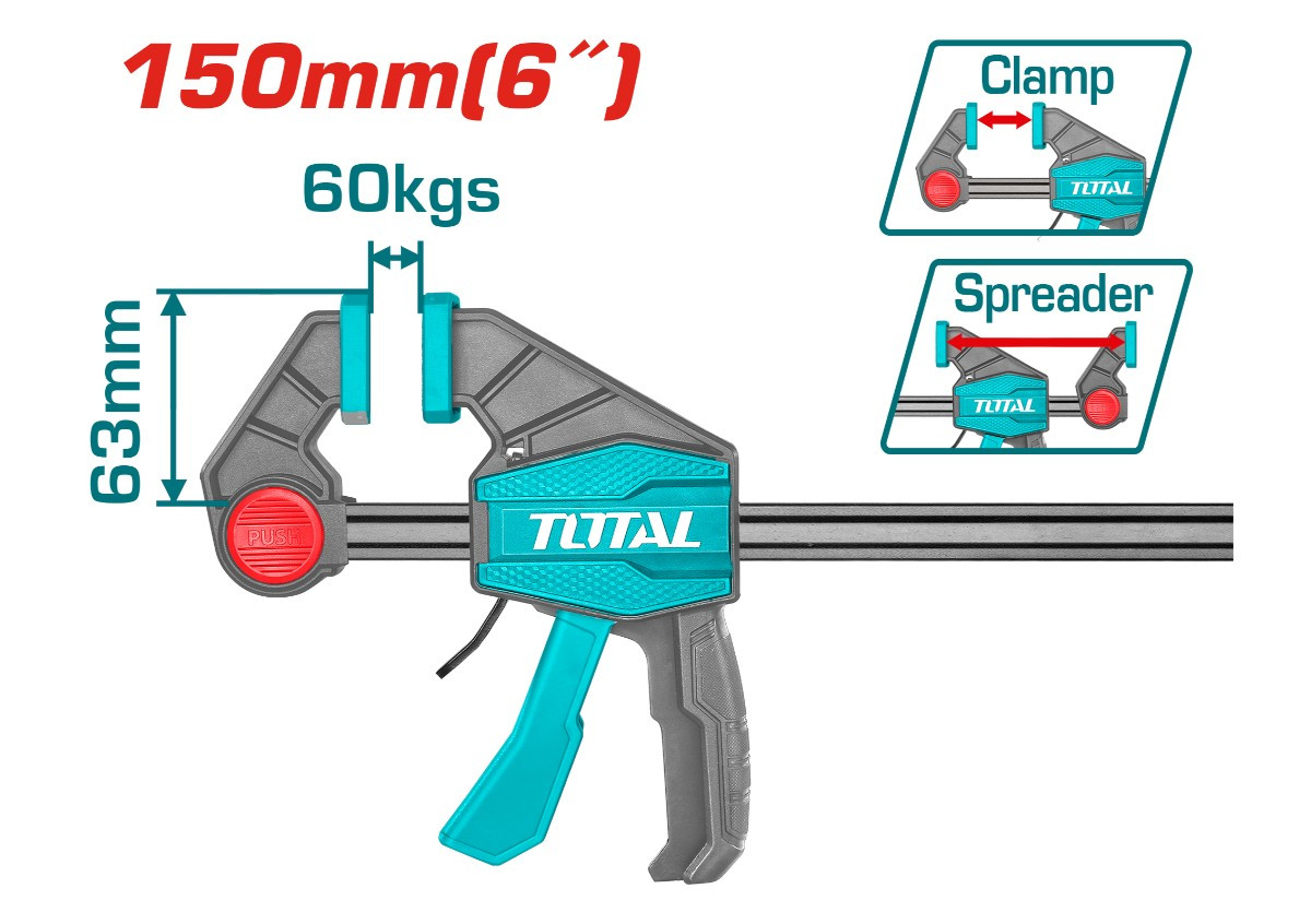 Быстрозажимная струбцина 63x150мм TOTAL THT1340601