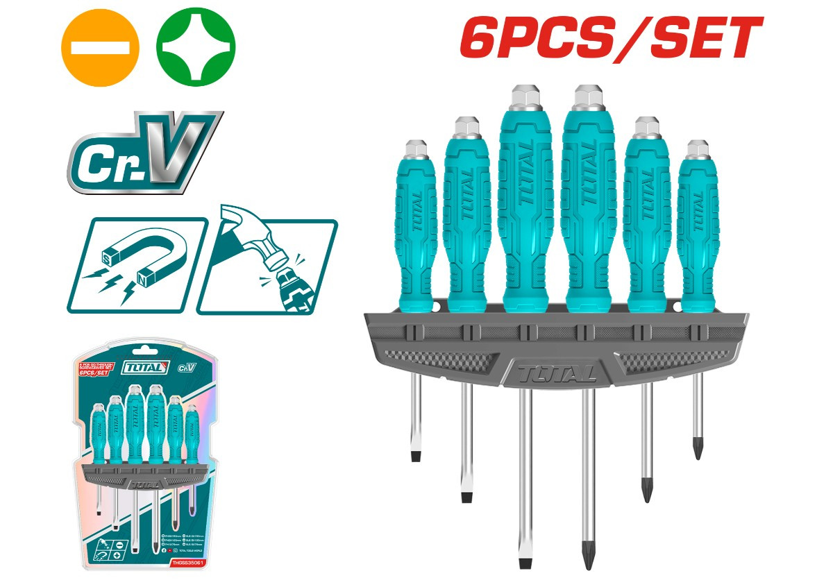 Հարվածային պտուտակահանների հավաքածու 6 կտոր TOTAL THGSS35061