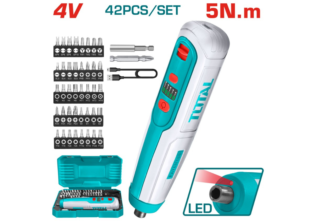 Պտուտակահան մարտկոցային 4Վ 5Նմ (41 աքսեսուար) TOTAL TSDLI0403