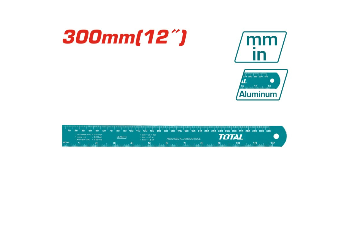 Линейка алюминиевая 30 см TOTAL TMT633002