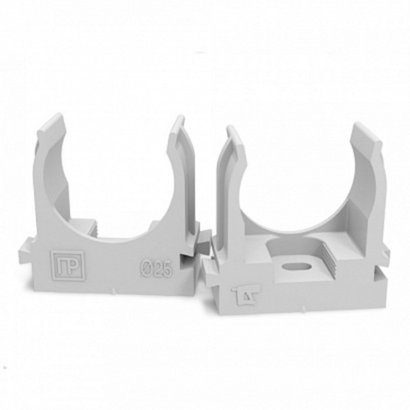 Крепеж-клипса для труб для прямого монтажа серая 25мм (100/700) ПРОМРУКАВ