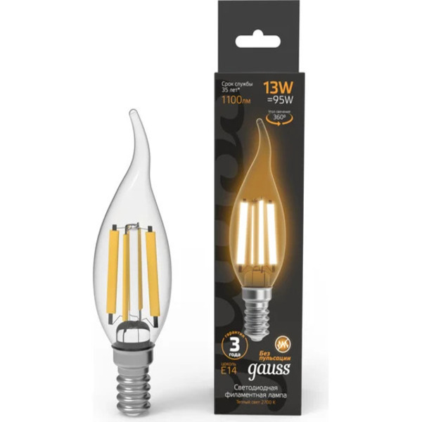 Լամպ E14 Black մոմ 13W 2700К 1100Lm Filament 1/10/50 Gauss