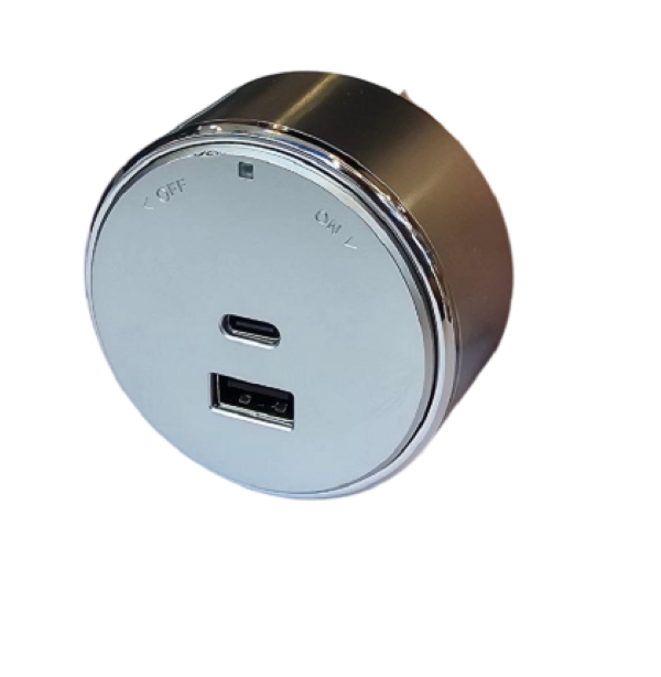 Зарядное устройство USB A+C 12W Серебристый (1/20/120) Electrica