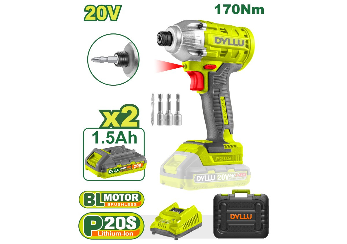 Аккумуляторная отвертка 20 В 170 Нм DYLLU DTCD2512