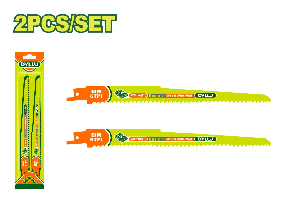 Սուսերավոր սղոցի փայտի դանակների (2 հատ) հավաքածու DYLLU DTJT1111DF 225մմ