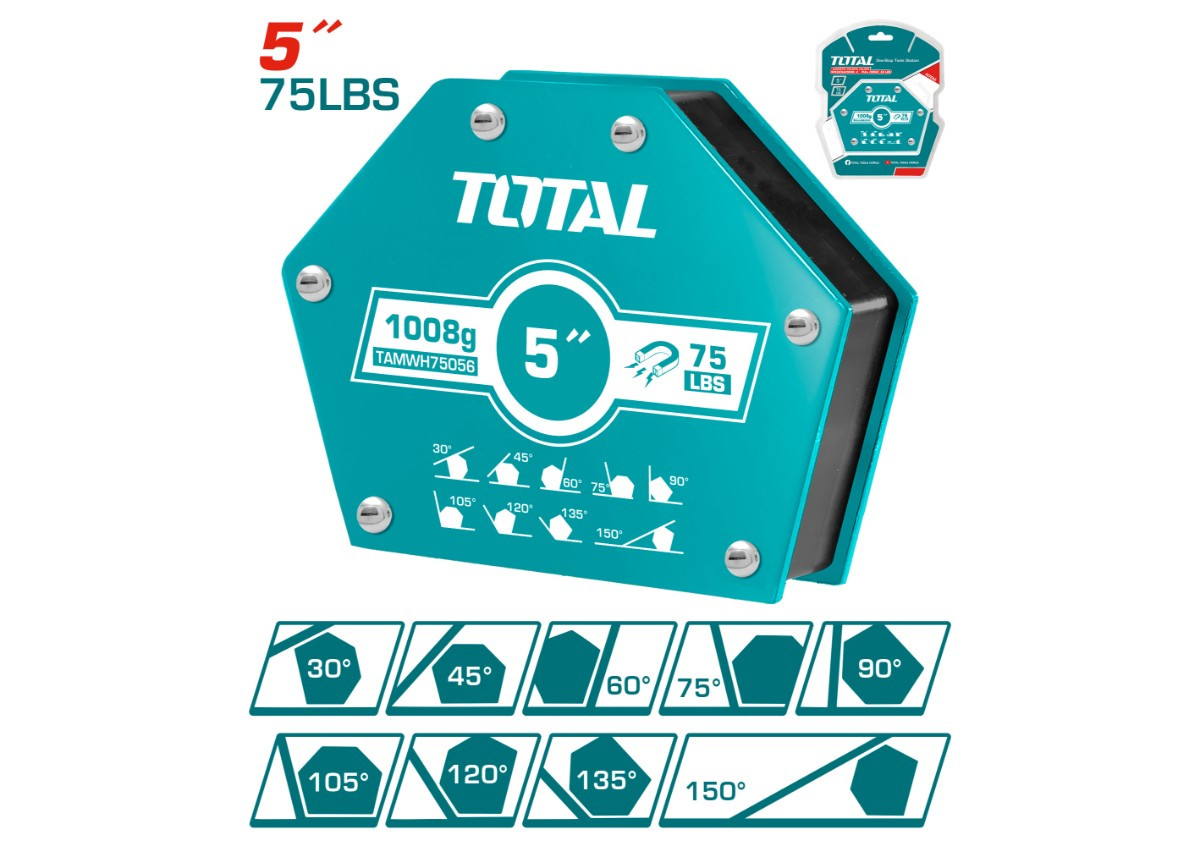 Եռակցման մագնիս 6 անկյուն 5'' TOTAL TAMWH75056
