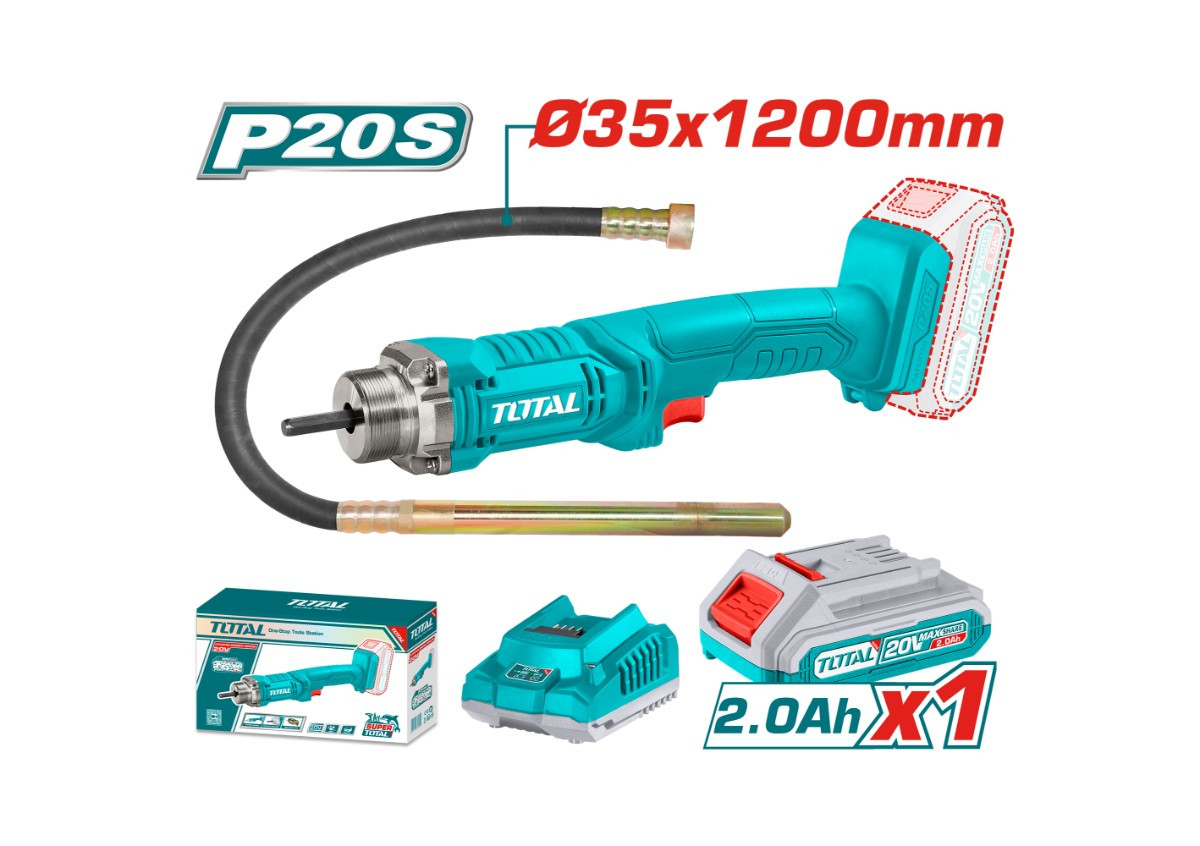 Բետոնի վիբրատոր մարտկոցային 20Վ 35x1200մմ (մարտկոցով, լիցքավորիչով) TOTAL TCVLI2023011