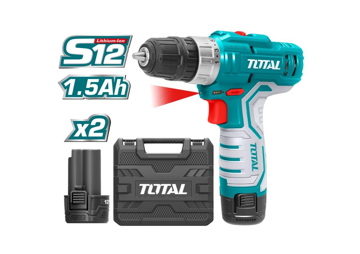 Аккумуляторная Дрель 12 В 20 Нм (с 2 аккумуляторами, зарядным устройством) TOTAL TDLI1232