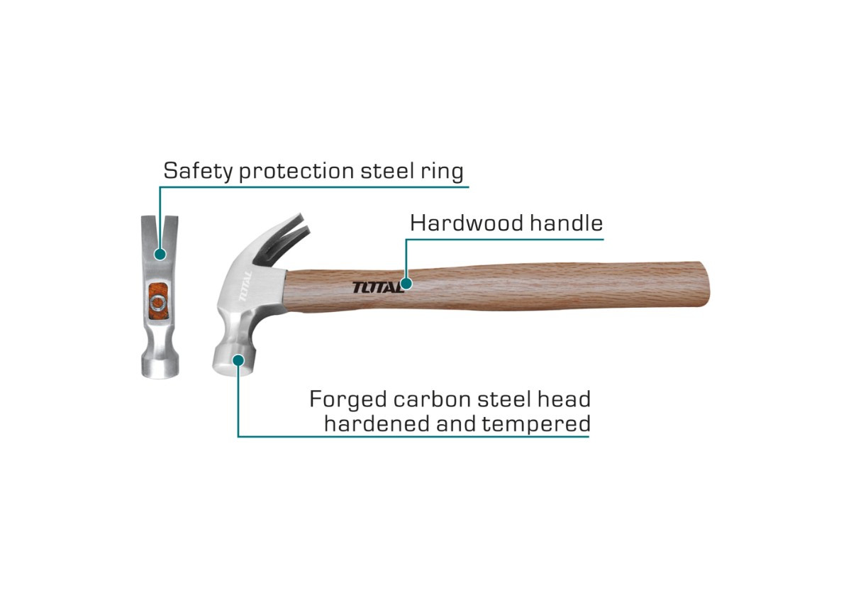 Մուրճ մեխահան փայտե պոչով TOTAL THTW7308