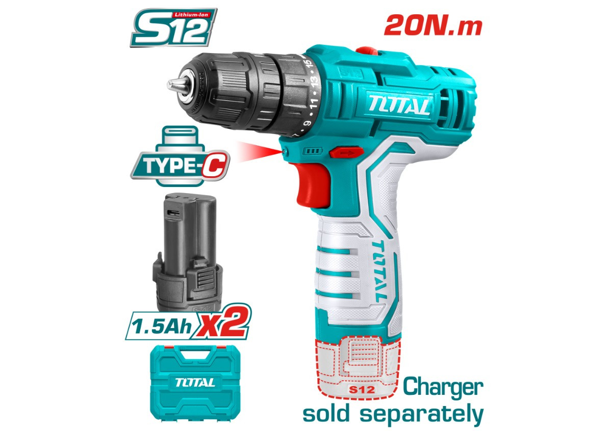 Պտուտակադարձիչ մարտկոցային 12Վ 20Նմ TOTAL TDLI12328