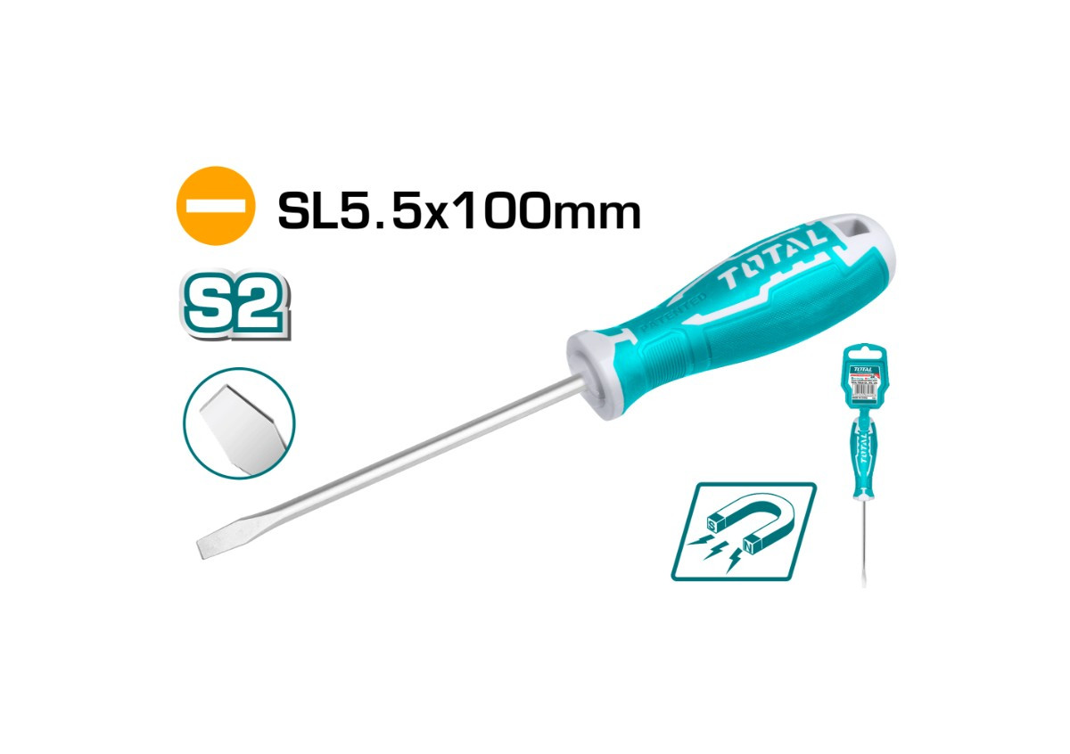 Отвертка шлицевая SL 5.5x100 mm TOTAL THT265100