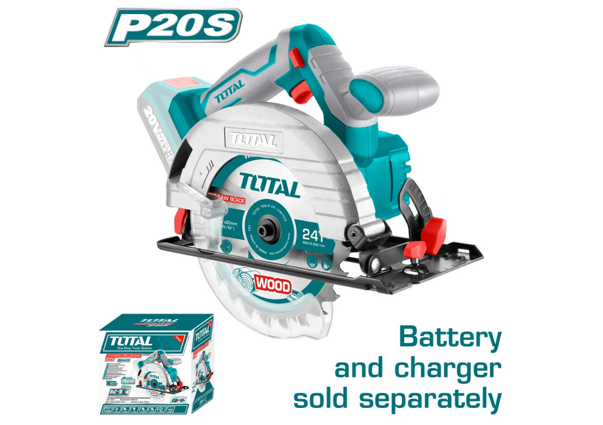 Սկավառակային սղոց մարտկոցային 20Վ 165մմ TOTAL TSLI1651