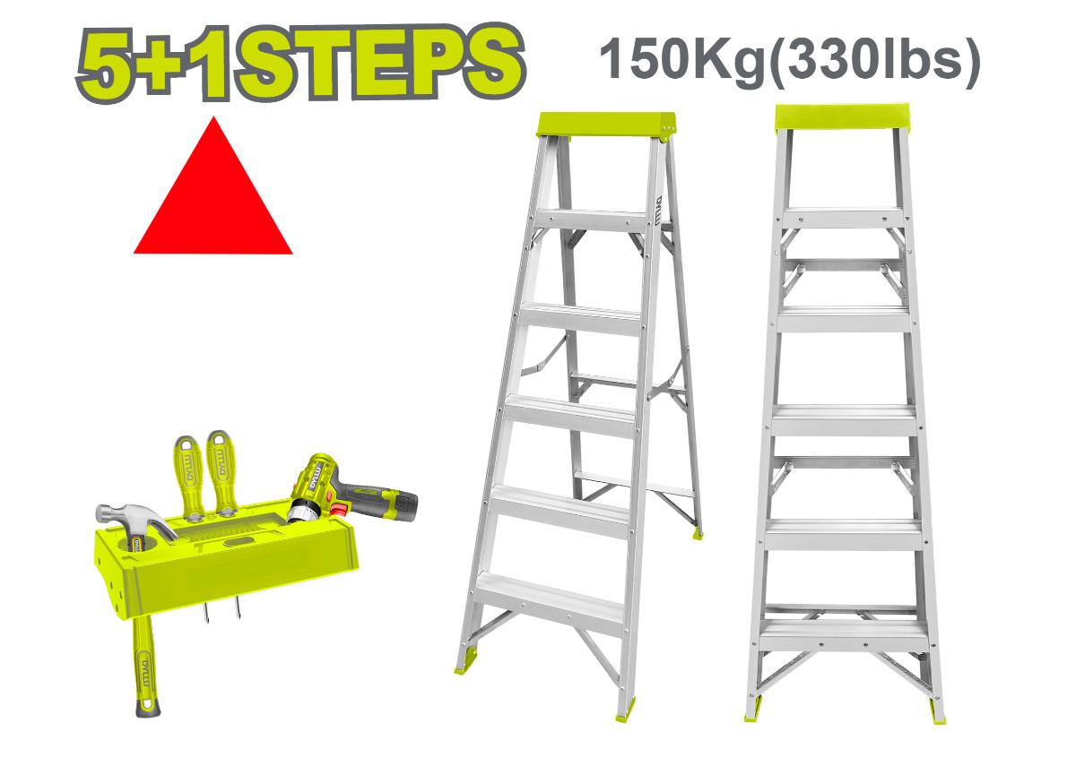 Стремянка  односторонняя 5+1 ступенька, 150 кг DYLLU DTLD2H05