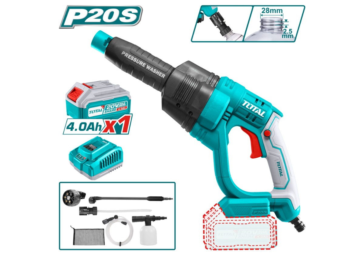 Լվացման սարք մարտկոցային 2․2լ/ր 20Վ (մարտկոցով, լիցքավորիչով) TOTAL TPWLI20084