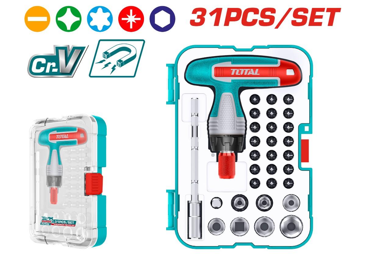 T-աձև պտուտակահանի հավաքածու (31 միավոր) TOTAL TACSD30316
