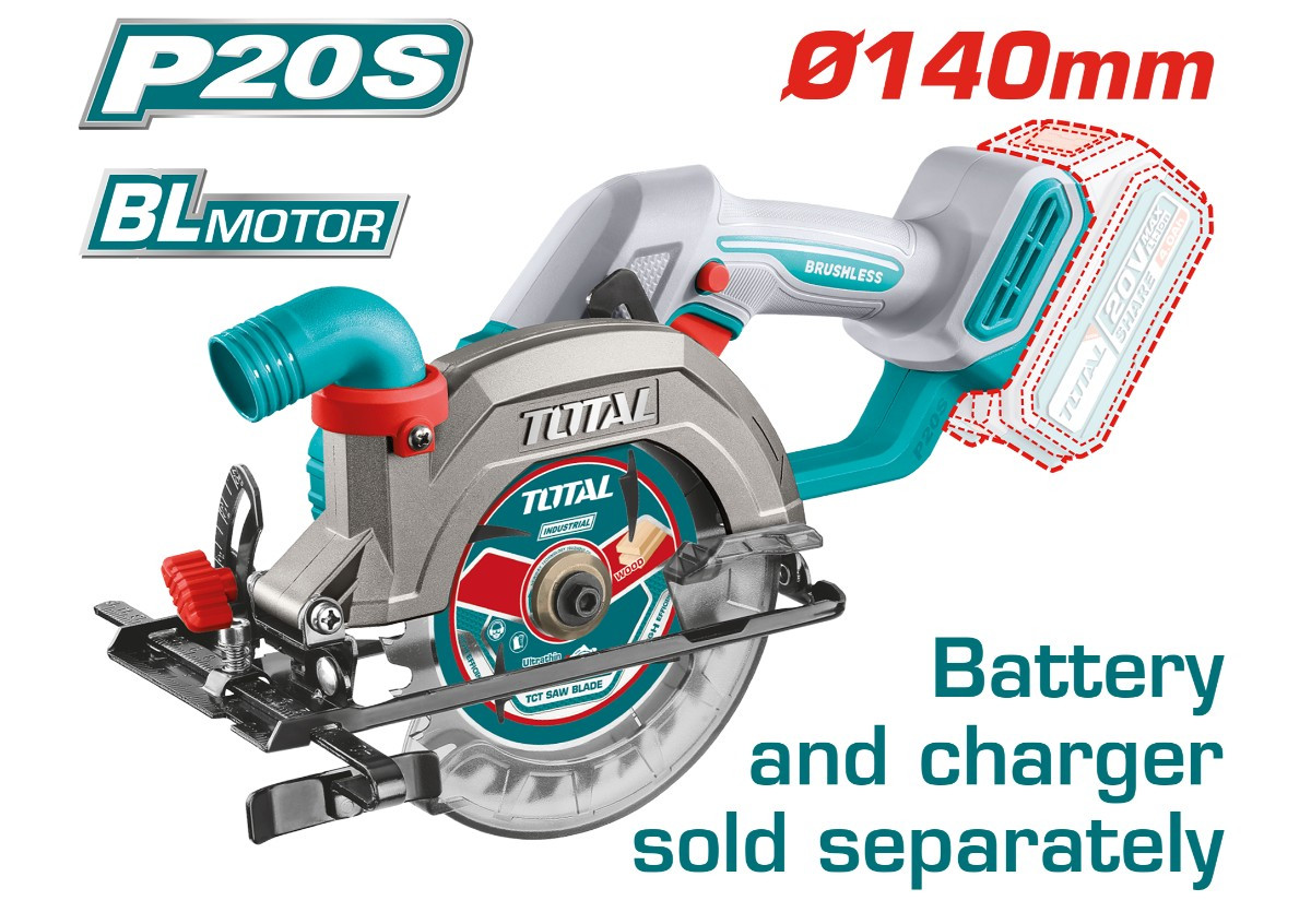 Սկավառակային սղոց մարտկոցային 20Վ 140մմ TOTAL TSLI1402