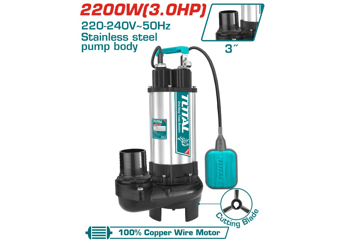 Հորի պոմպ կեղտաջրերի 2200W 3'' TOTAL TWP7220026