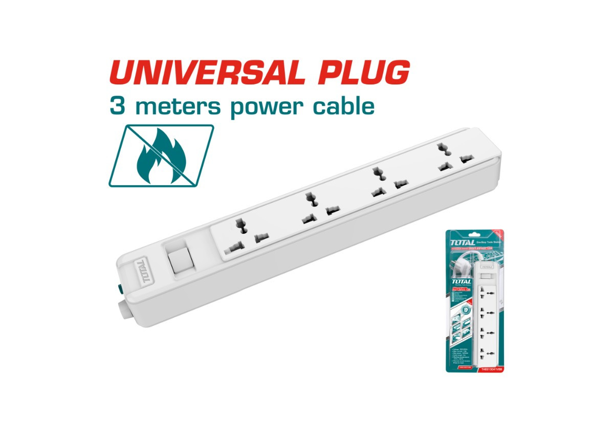 Удлинитель 4мест. 3м TOTAL THES23042V