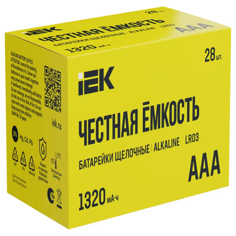 Էլեմենտ ալկալիական փոքր LR03/AAA (28հ) 1320mAh IEK