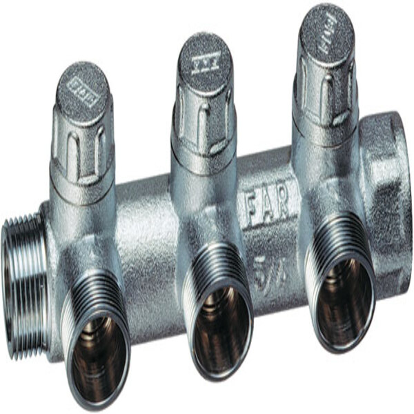 Запорный коллектор 1"ВР-НР с 3 отводами М24х19 FAR