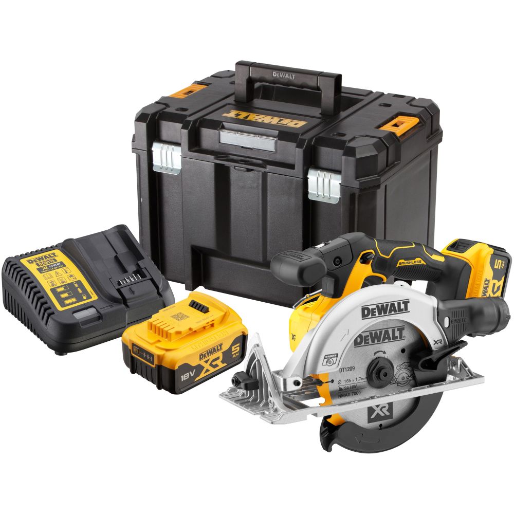 Аккумуляторная дисковая пила  18 в  165 мм  батарея  2*5 DCS 565P2 QW Dewalt