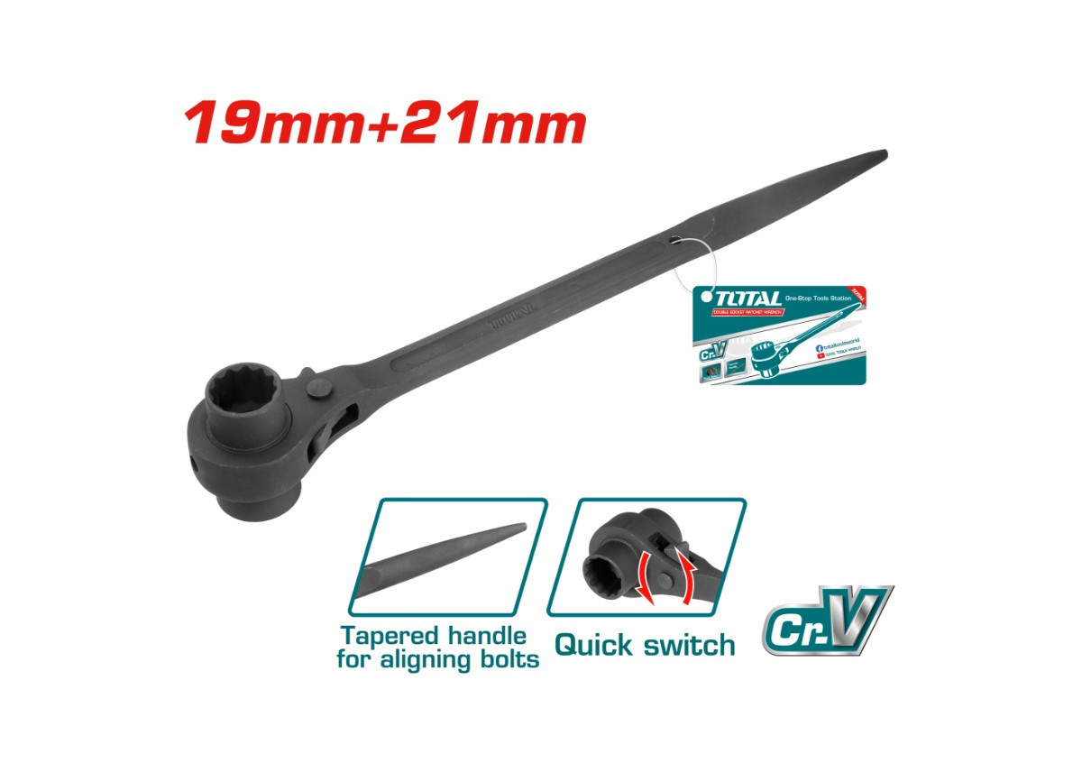 Երկկողմանի ճռիկով բանալի 19*21մմ TOTAL THTRSW19211