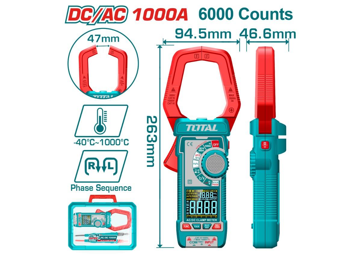Токоизмерительные клещи постоянного/переменного тока TOTAL TMT7610002