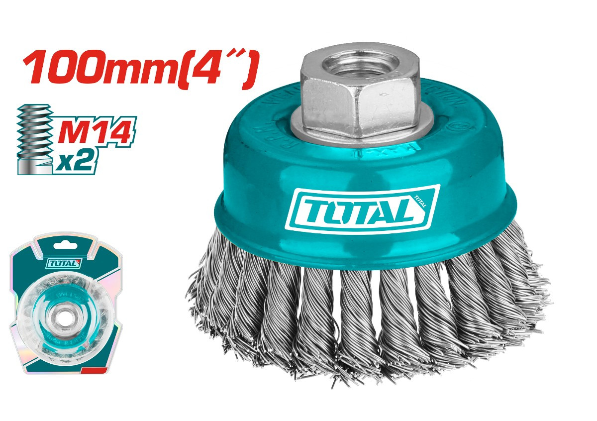 Щетка проволочная с плетеной чашкой 100мм TAC32041 TOTAL