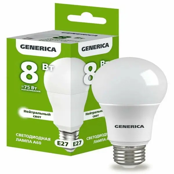 LED լամպ A60 8 w 4000K E27 GENERICA