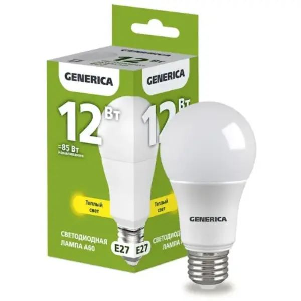 LED լամպ A60 12 w 3000K E27 GENERICA