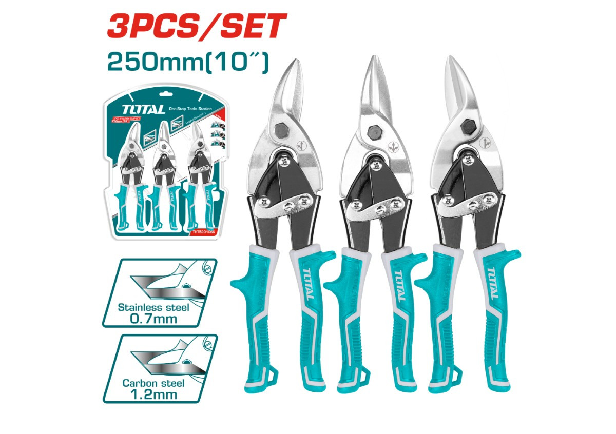 Թիթեղի մկրատների հավաքածու 3կտոր TOTAL THT520106K