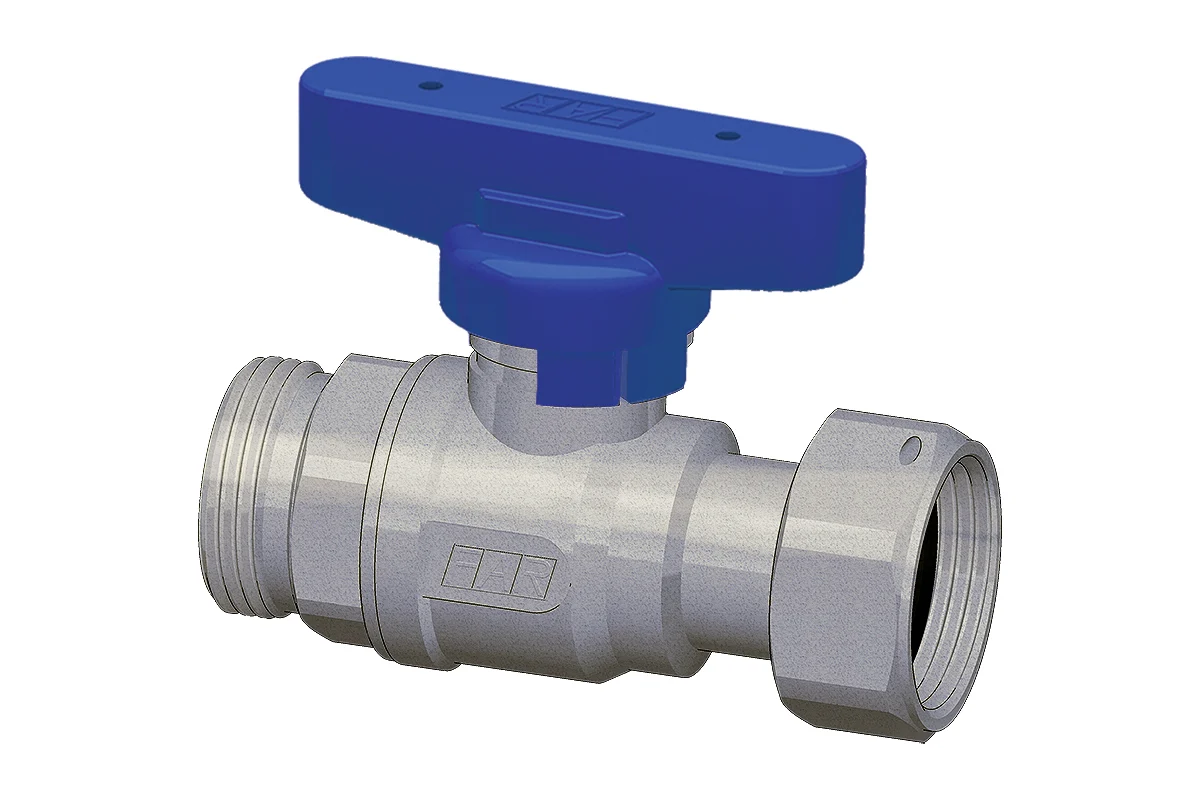 Кран шаровой хромир. 3/4' НР-накидн.гайка, (бабочка, син.) FAR