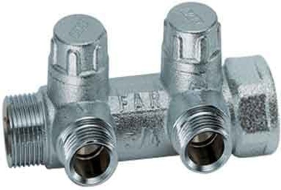 Запорн. коллект. 3/4" (ВР-НР) с 2 отв. 1/2" НР FAR