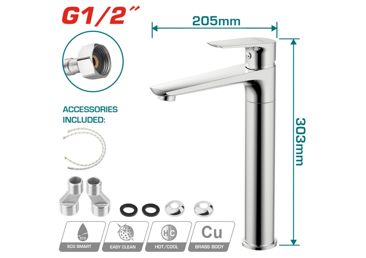 Ծորակ լվացարանի երկար TSLBM12702 TOTAL