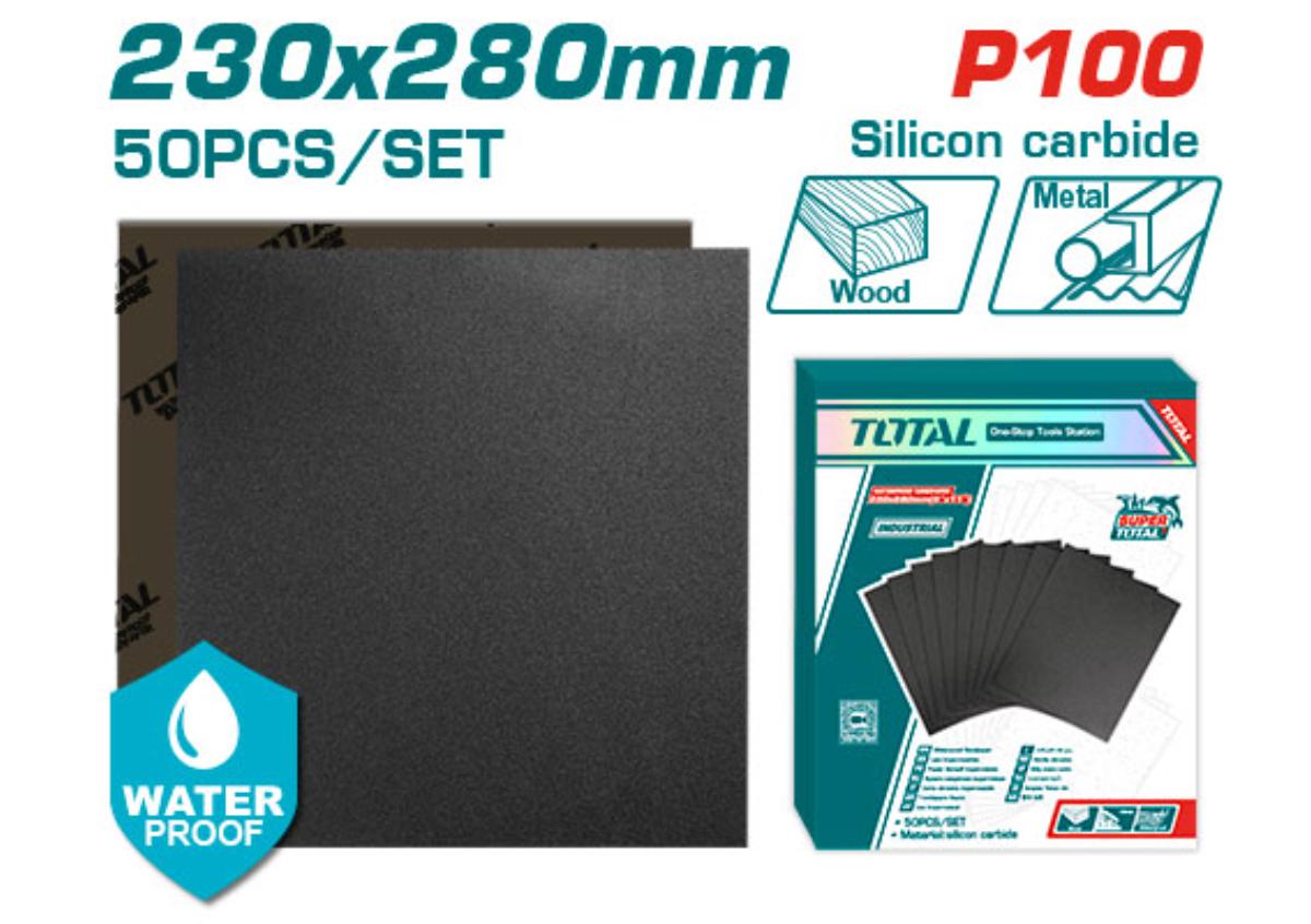 Водостойкая наждачная бумага 230x280 мм P100 50шт  TOTAL TAC010016