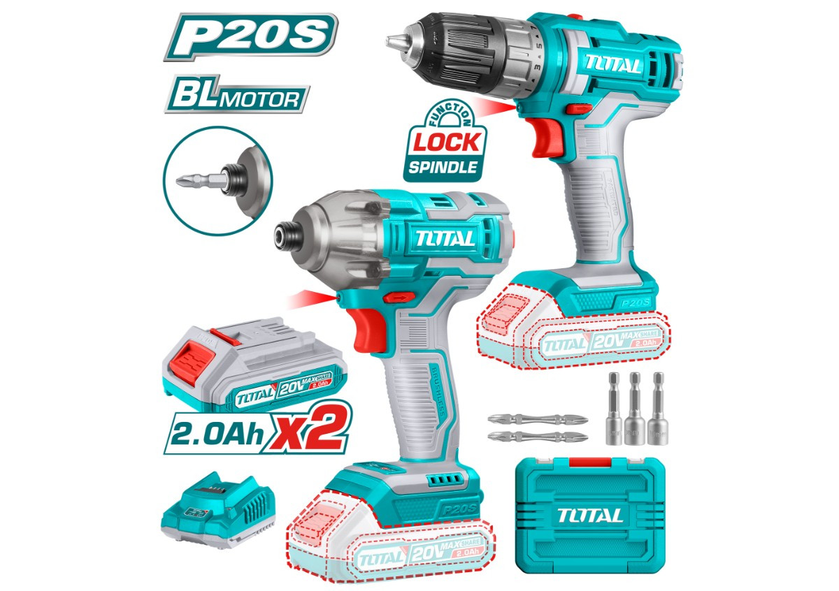 Կոմբո հավաքածու մարտկոցային․ պտուտակադարձիչ (TDLI200528), հարվածային գայկավյորտ (TIRLI2017) TOTAL TO