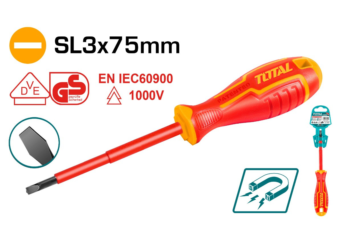 Դիէլեկտրիկ պտուտակահան տափակ TOTAL THTIS3075