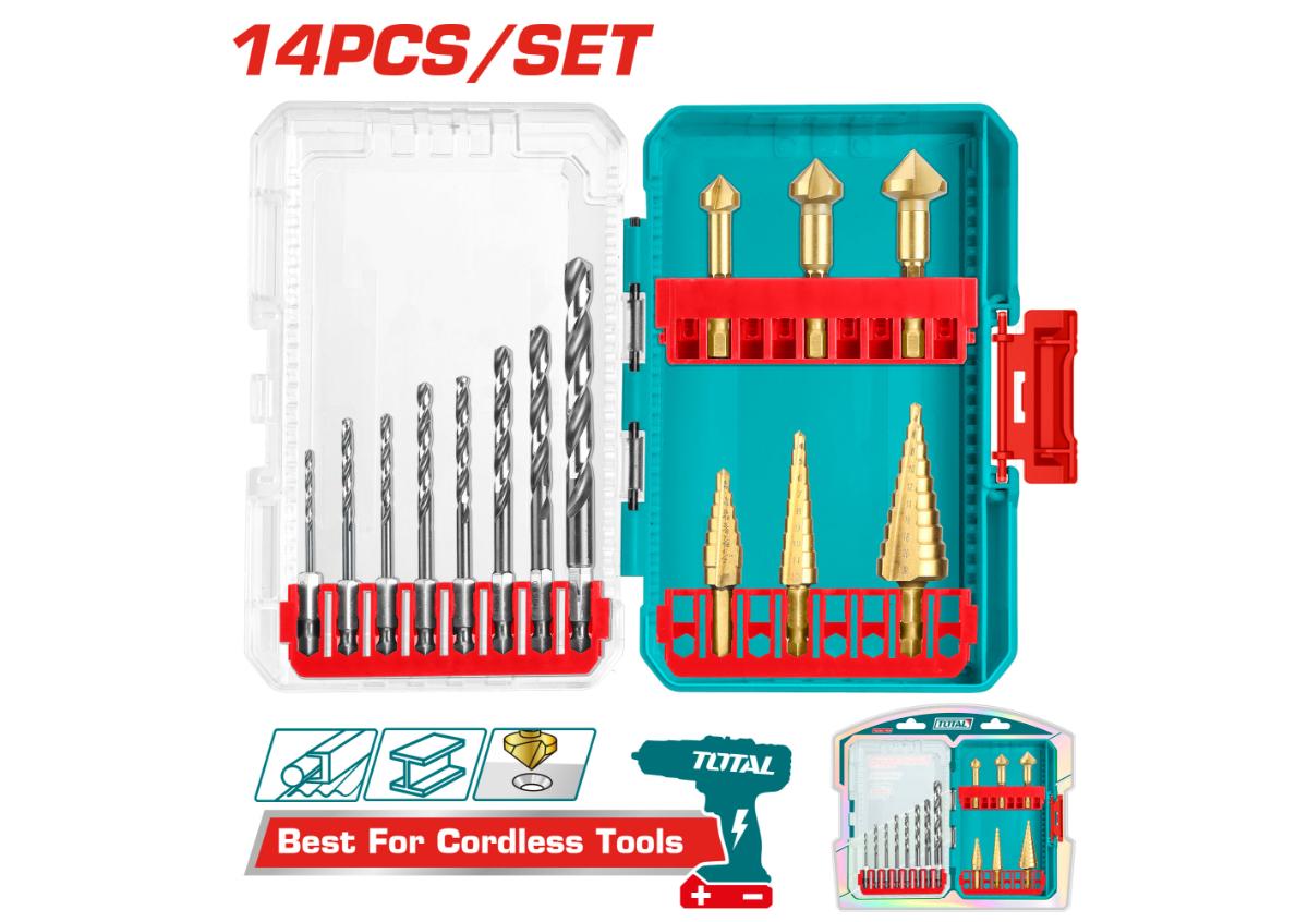 Набор ступенчатых сверл и 14 шт. 4341 сверл HSS TACSDL61401 TOTAL