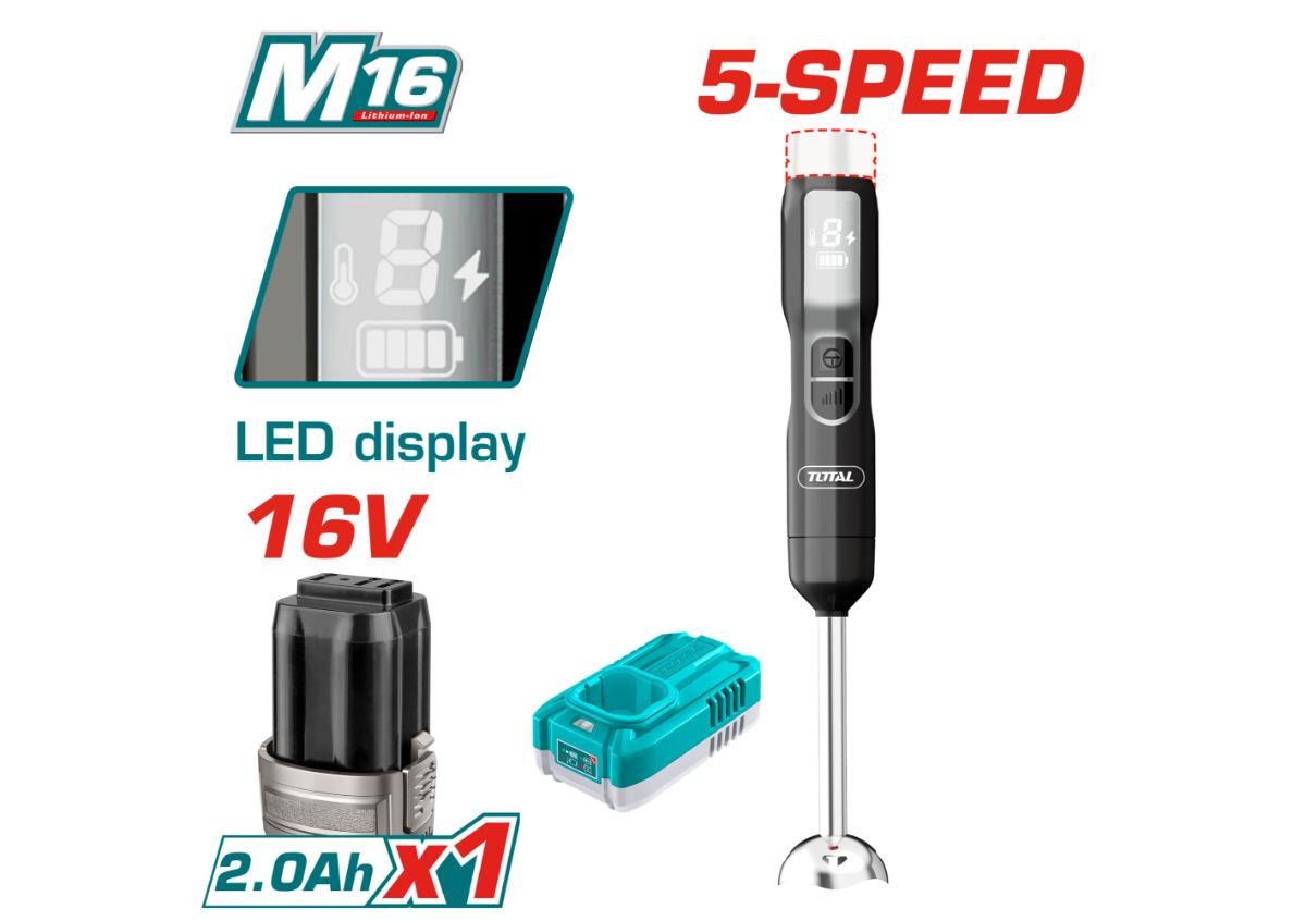 Беспроводной ручной блендер 100 Вт 16 В 5в1 TOTAL TJB048K