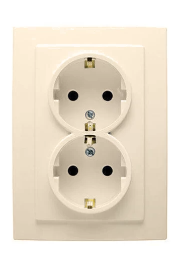 Վարդակ հողանցումով 2 տեղ շրջանակով բեժ (1/6) Lavanda Electrica