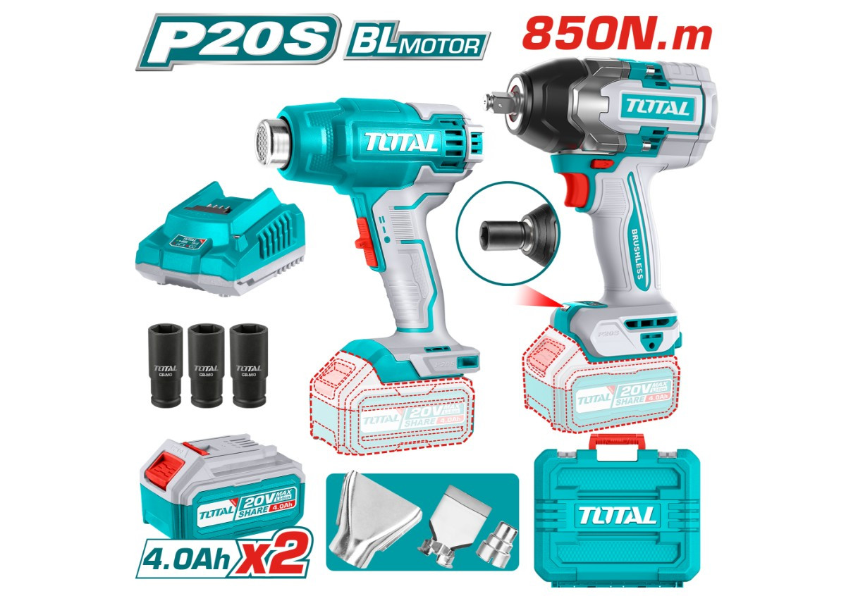 Կոմբո հավքածու գայկավյորտ և տեխնիկական ֆեն մարտկոցային  TOTAL  TOSLI240489