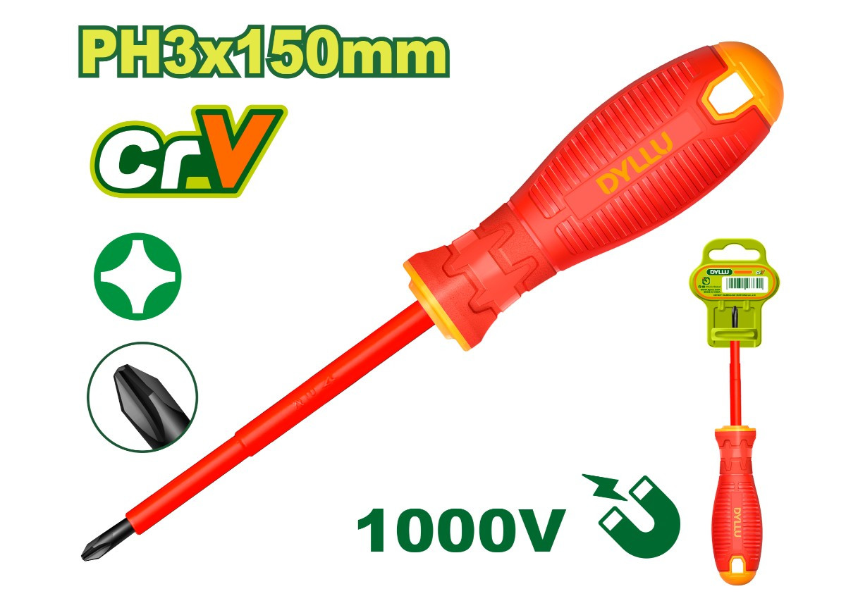Диэлектрическая крестовая отвертка  DTSD7236 PH3x150мм DYLLU