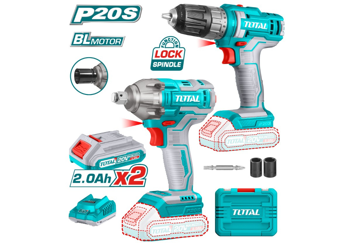 Կոմբո հավաքածու մարտկոցային 20Վ․ պտուտակադարձիչ (TDLI200528), հարվածային գայկավյորտ (TIWLI2038) TOTA